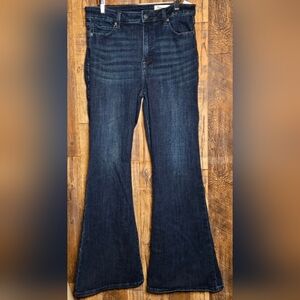 Cosmic Blue Love High Rise Dark Wash Super Flare Jean Size 12 in Indigo